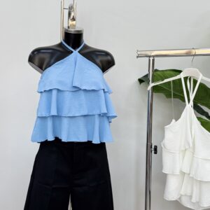 Γυναικείο crop top με βολάν