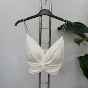 Γυναικείο  μπλουζάκι crop top white