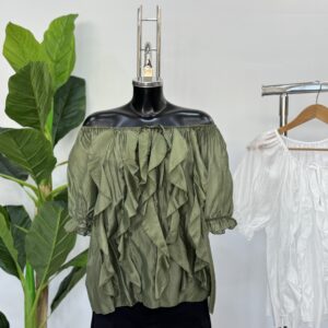 Μπλούζα-πουκάμισο με βολάν στο μπούστο