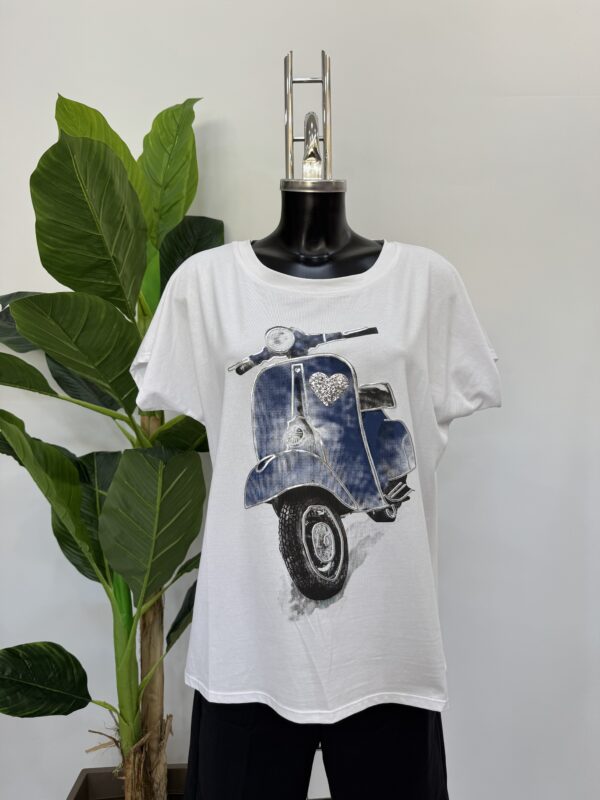 Μπλούζα white βαμβακερή  με στάμπα  vespa-motorcycle
