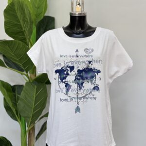 Μπλούζα white βαμβακερή με στάμπα globe sphere