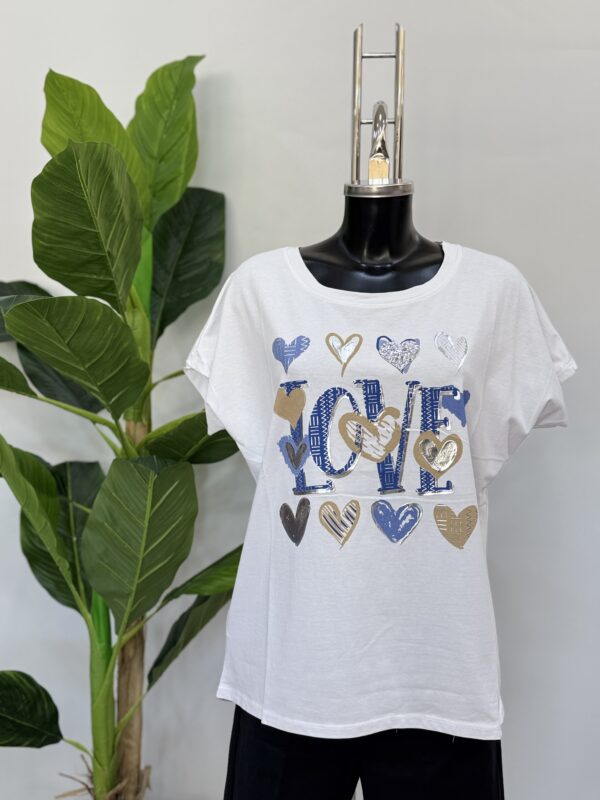 Μπλούζα white βαμβακερή  με στάμπα  love