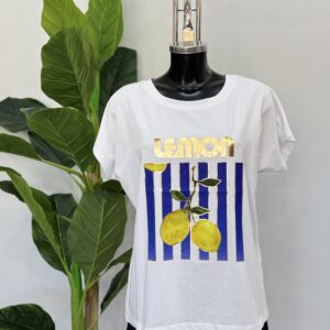 Μπλούζα white βαμβακερή  με στάμπα  lemons
