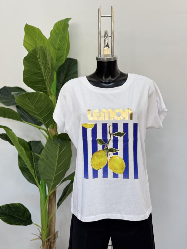 Μπλούζα white βαμβακερή  με στάμπα  lemons