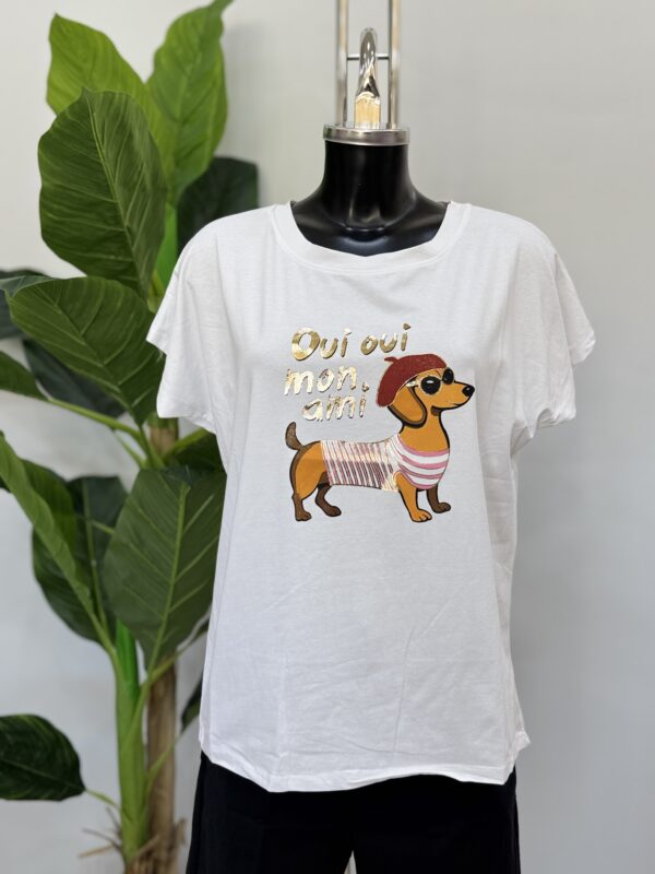 Μπλούζα white βαμβακερή  με στάμπα  dogue
