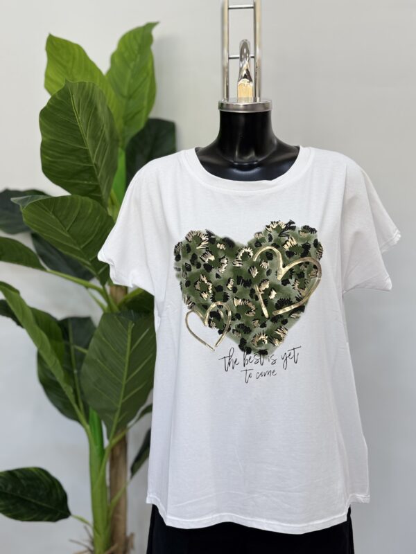 Μπλούζα white βαμβακερή  με στάμπα  green heart