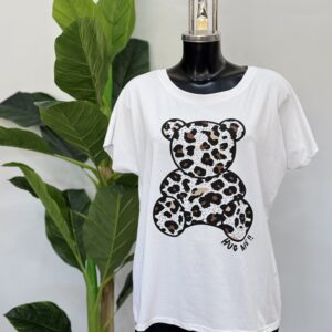 Μπλούζα white βαμβακερή  με στάμπα  animal bear