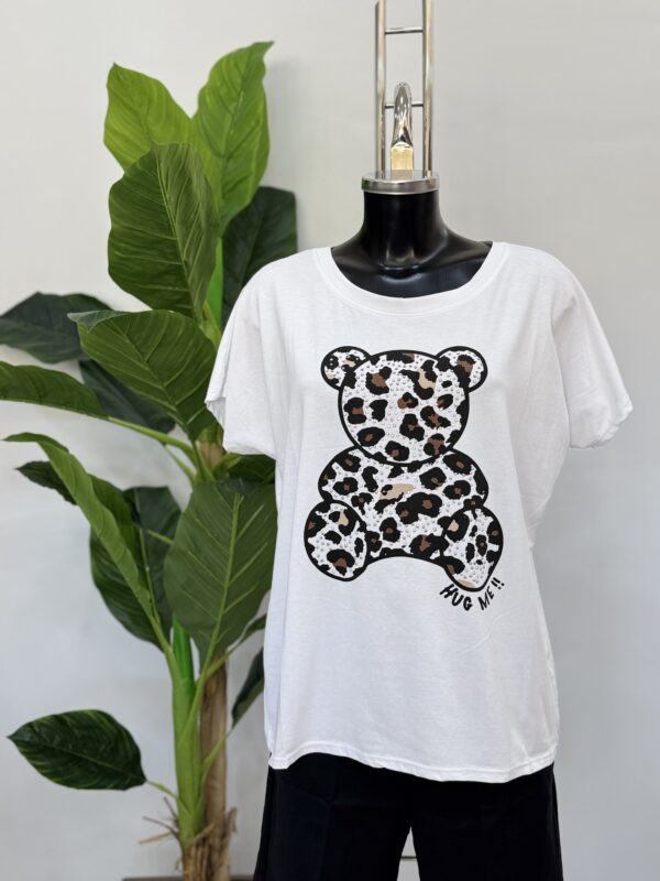 Μπλούζα white βαμβακερή  με στάμπα  animal bear