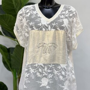 Γυναικεία μπλούζα κοντό μανίκι με δαντέλα