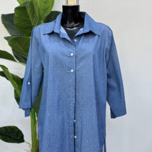 Γυναικείο πουκάμισο με μανίκι 3/4 τζινplus size