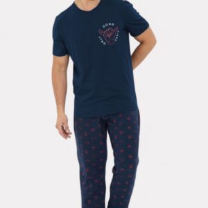 Πιτζάμα ανδρική με μακρύ παντελόνι βαμβακερή