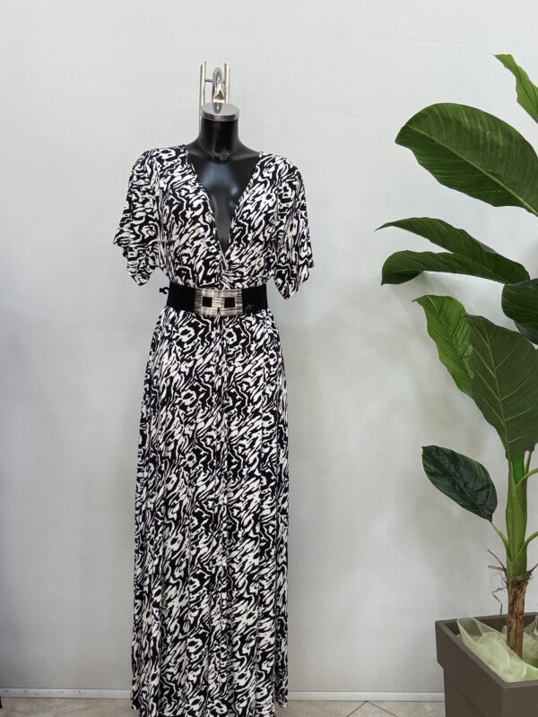 Γυναικείο φόρεμα black white κρουαζέ Plus Size