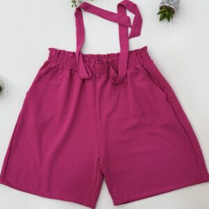 Γυναικείες βερμούδες με λάστιχο και τσέπες σε φουξ