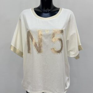 Γυναικεία μπλούζα με χρυσοκλωστή και χρυσό τύπωμα βαμβακερή