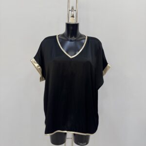 Μπλούζα ve σατέν με φάσες χρυσές και σχίσιμο στο πλάι