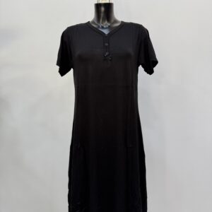 Μαύρο φόρεμα κλασικό με κουμπιά for home and night