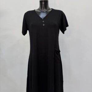 Μαύρο φόρεμα κλασικό αμάνικο με τσέπη for home and night