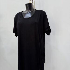 Μαύρο φόρεμα κλασικό αμάνικο με τσέπη plus size for home and night