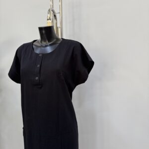 Μαύρο φόρεμα plus size κλασικό με τσέπη for home and night