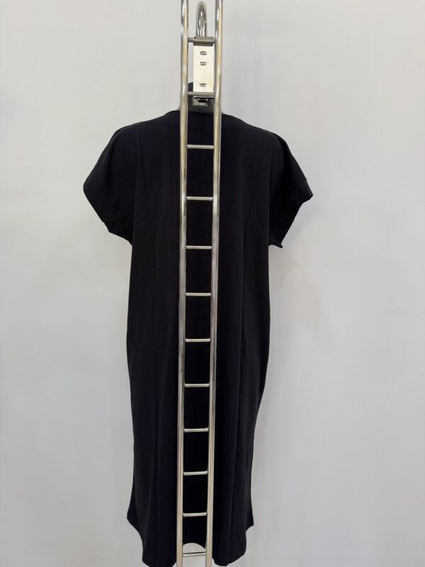 Μαύρο φόρεμα plus size κλασικό με τσέπη for home and night - Image 3