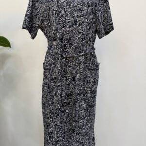 Εμπριμέ φόρεμα plus size κλασικό με τσέπη for home and night
