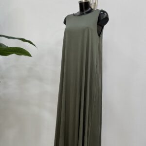 Γυναικείο φόρεμα σε άλφα γραμμή  maxi  black & χακί