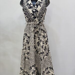 Φόρεμα με λάστιχο στη μέση κρουαζέ με ελεφαντάκια