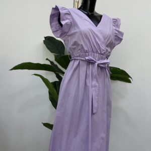 Maxi αμάνικο φόρεμα με volan στα μανίκια σε άλφα γραμμή