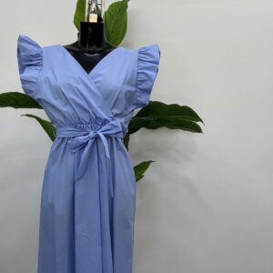 Maxi αμάνικο φόρεμα με volan στα μανίκια σε άλφα γραμμή