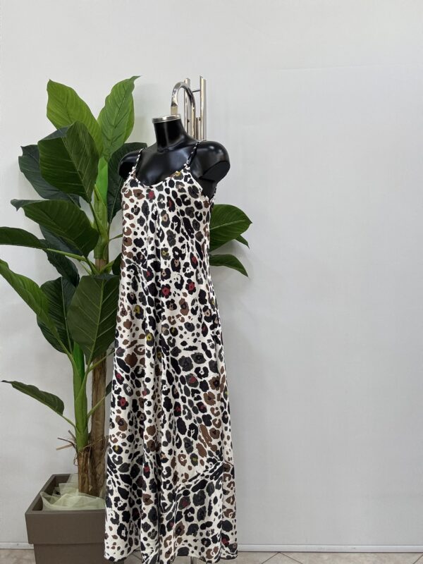 Σατέν φόρεμα με τιράντα σε animal print χρωματιστό - Image 3