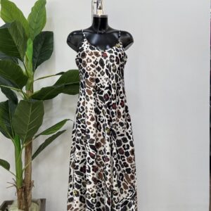 Σατέν φόρεμα με τιράντα σε animal print χρωματιστό