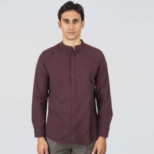 GS-5133 AUBERGINE Shirts with Mao Collar 100% Cotton Oxford