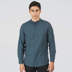 GS-5133 Hunter Green Melange Shirts with Mao Collar Oxford