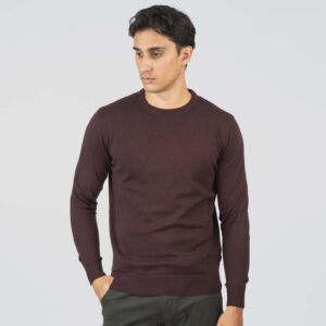 KNIT-8019-BORDEAUX MELANGE Crewneck