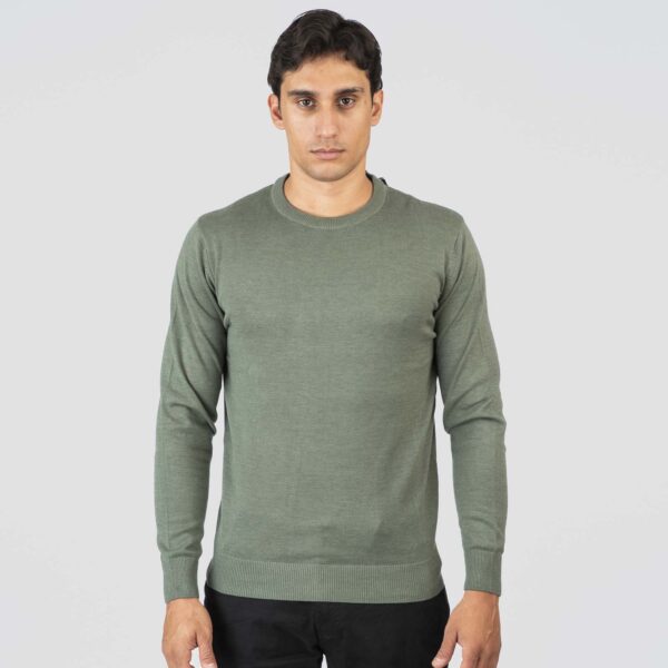 KNIT-8019-MOSS GREEN MELANGE Crewneck