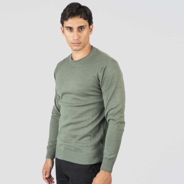 KNIT-8019-MOSS GREEN MELANGE Crewneck - Image 2