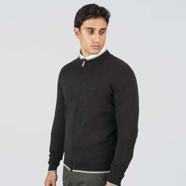 KNIT-8021-PURE BLACK Full-Zip - Image 2