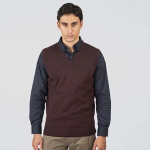 KNIT-8022-BORDEAUX MELANGE Vest