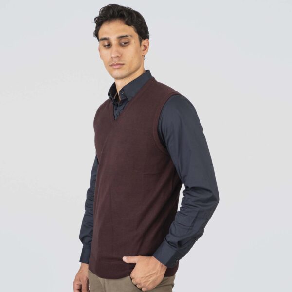 KNIT-8022-BORDEAUX MELANGE Vest - Image 2