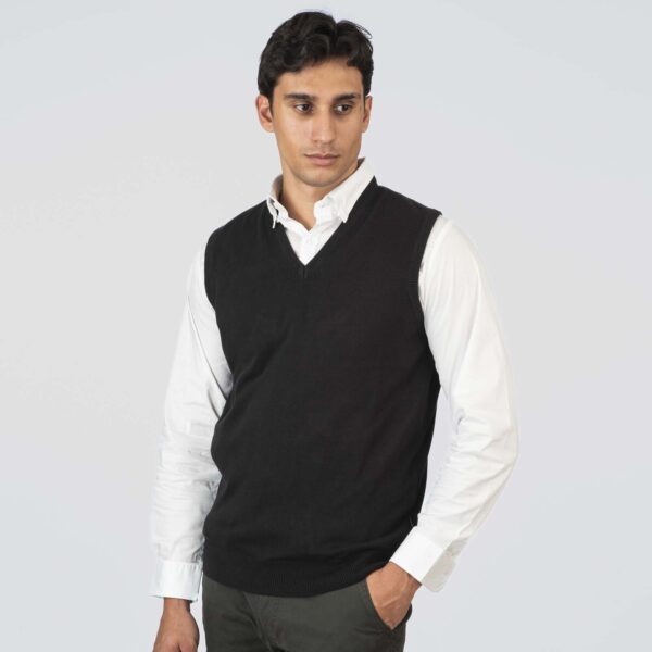 KNIT-8022-PURE BLACK Vest - Image 2