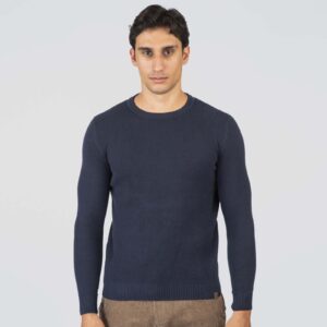 KNIT-8025-BLUE MARINE Special Yarn Ανδρική Πλεκτή Μπλούζα