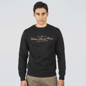 MTOP-1084-PURE BLACK Crewneck Top with 3D and Dense Embroidery