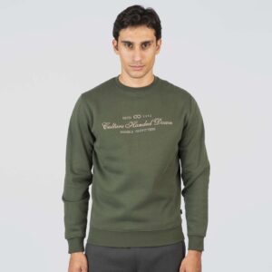 MTOP-1084-PINE Crewneck Top with 3D and Dense Embroidery