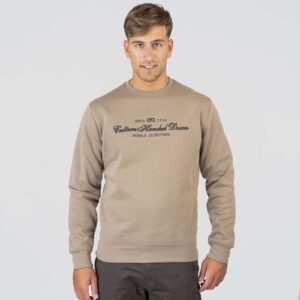 MTOP-1084-DK BEIGE Crewneck Top with 3D and Dense Embroidery