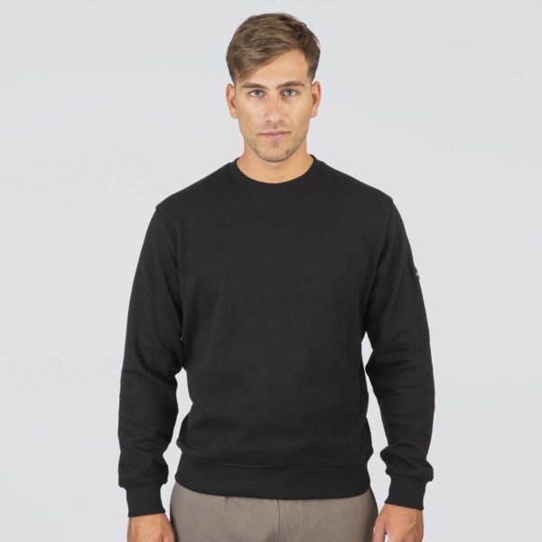 MTOP-1089 PURE BLACK Crewneck Waffle Fabric