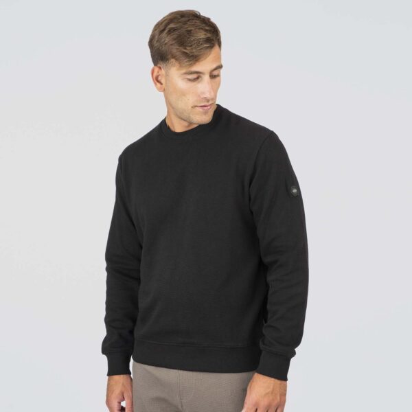 MTOP-1089 PURE BLACK Crewneck Waffle Fabric - Image 3