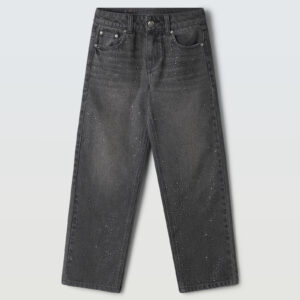 Εβίτα 255065 Παιδικό Παντελόνι Τζιν Μαύρο Στρας Χειμερινό 6-14Ετων