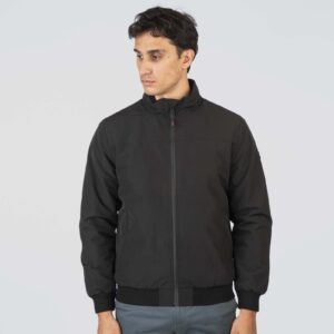 MJK-2067 PURE BLACK Jackets Bomber with Fleece Inside