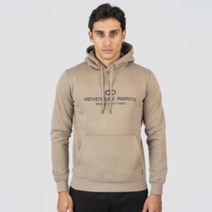 MTOP-1075 DK BEIGE Hoodie with High Density Two-Colored Layer Print
