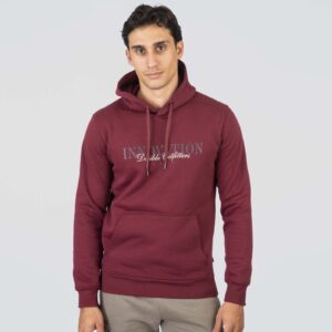 MTOP-1076 WINE Hoodie with Double Pressed Print